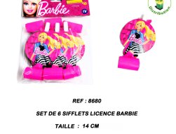 8680 - Set de 6 sifflets licence Barbie