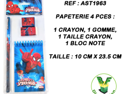 AST1963 - Papeterie 4 pces licence Spiderman