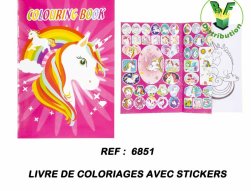 6851 - Album à colorier licorne avec stickers